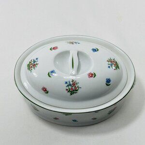 Oven Table Cookware Casserole Pan Lid 7430 Dish Bowl Baking Flower Ridge Handle